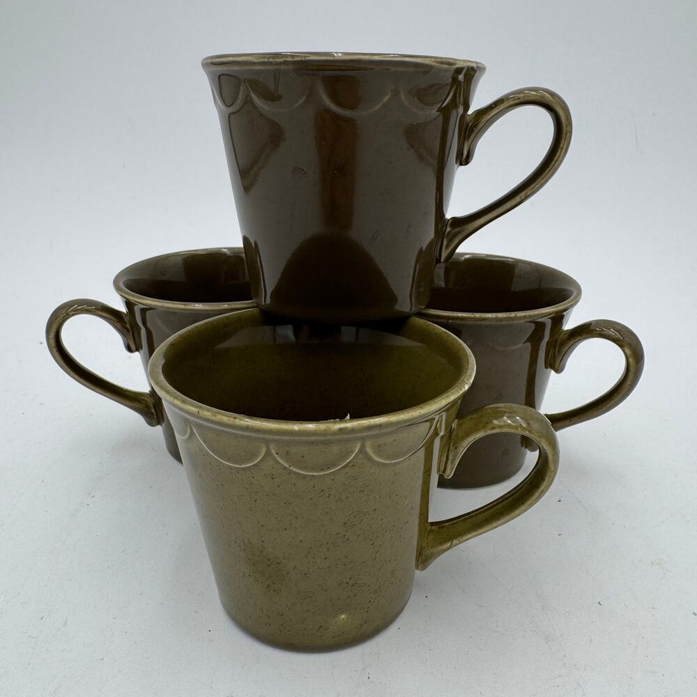 Vintage Granada Green Mugs Set of 4 Homer Laughlin